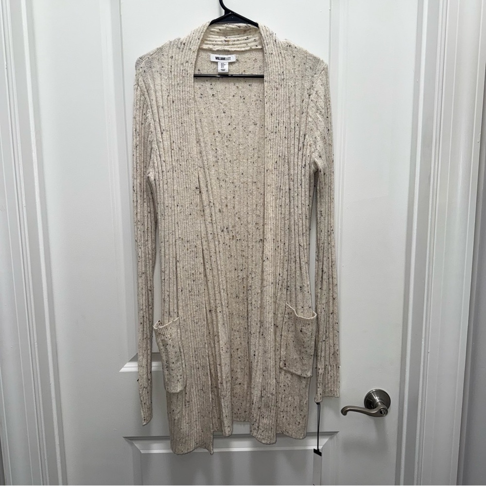 NWT William Rast Long Line Ribbed Fabric Cream Color Cardigan
